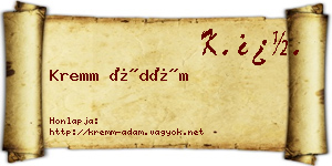Kremm Ádám névjegykártya